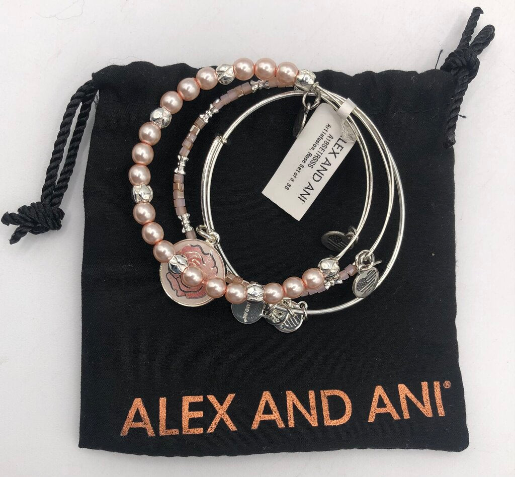 Alex & Ani Women’s Art Infusion, Rose Set of 3 Pink Expandable Bangle Bracelets