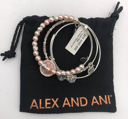 Alex & Ani Women’s Art Infusion, Rose Set of 3 Pink Expandable Bangle Bracelets