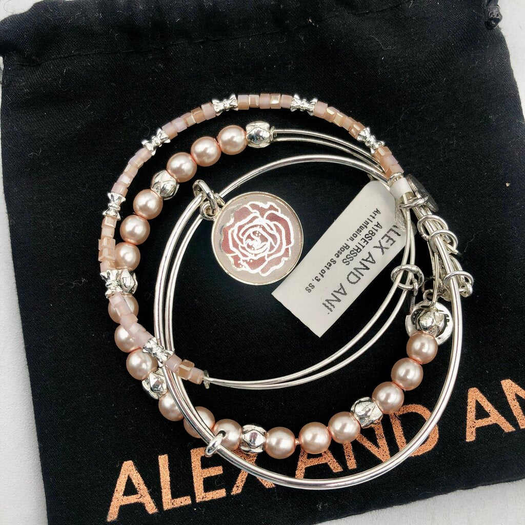 Alex & Ani Women’s Art Infusion, Rose Set of 3 Pink Expandable Bangle Bracelets