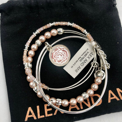 Alex & Ani Women’s Art Infusion, Rose Set of 3 Pink Expandable Bangle Bracelets