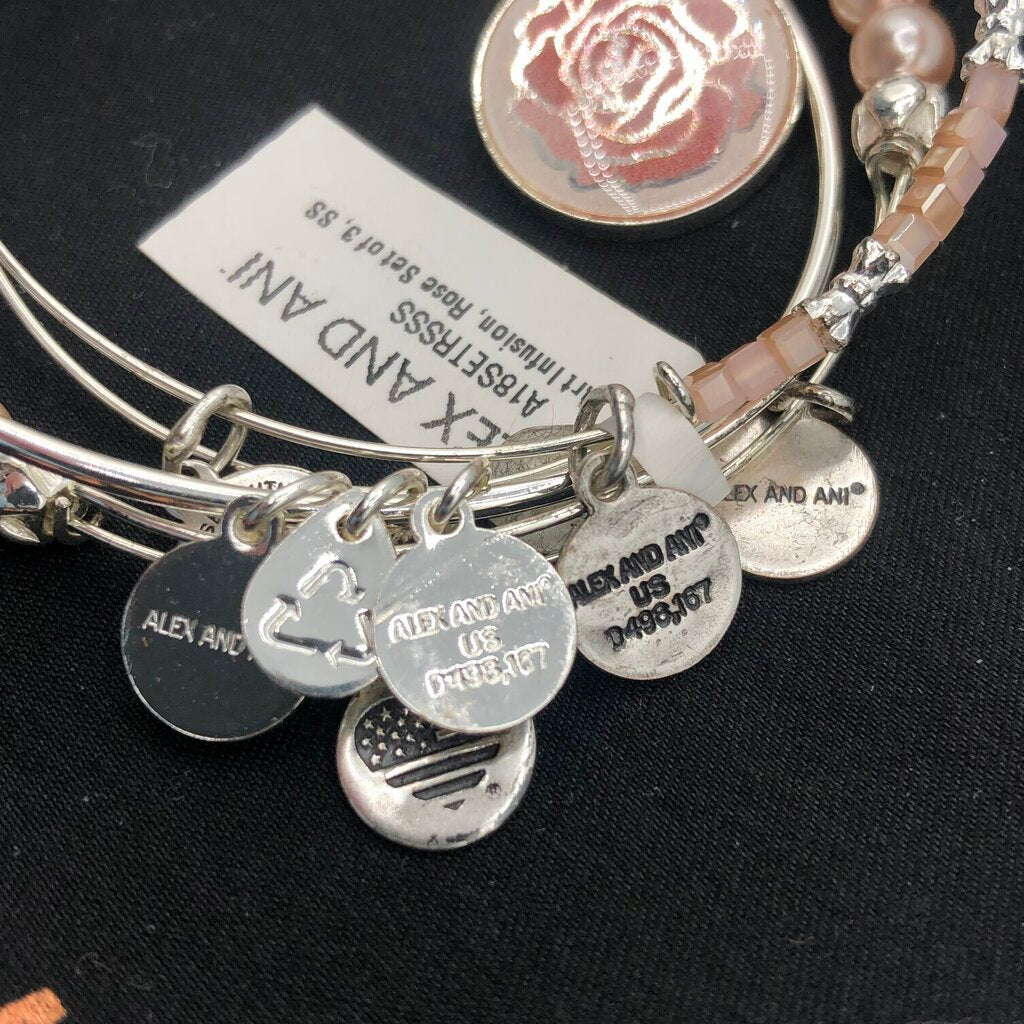 Alex & Ani Women’s Art Infusion, Rose Set of 3 Pink Expandable Bangle Bracelets