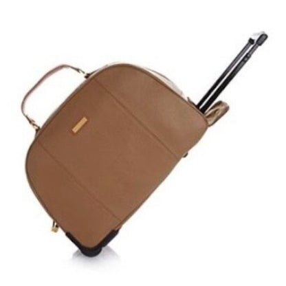 Joy & Iman Genuine Leather Wheeled Duffle Bag Cappuccino Brand New In Factory Packaging /cb
