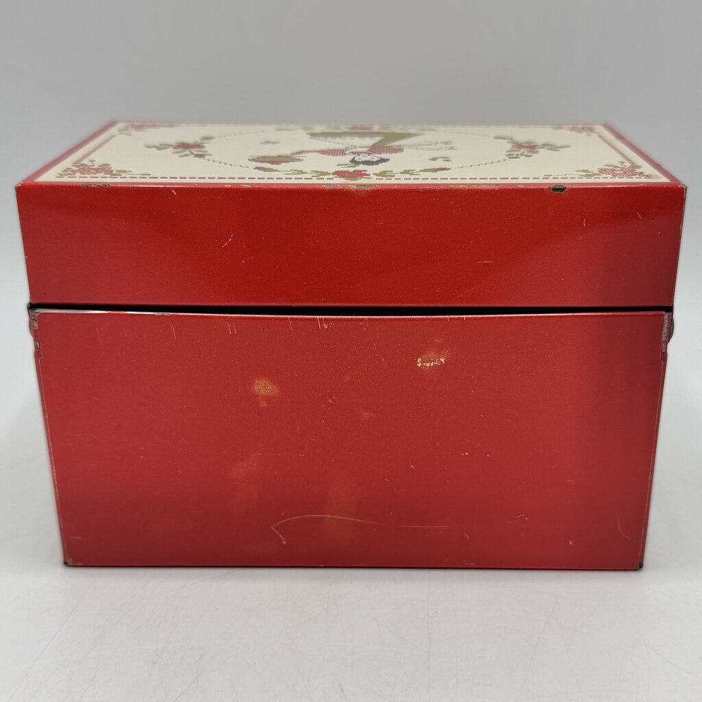 Vintage Stylecraft of Baltimore #815 Tin Recipe Box Needlepoint Lady Baking Apple Pie /cb