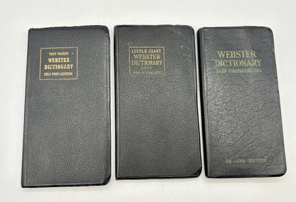 Set of 3 Webster Pocket Dictionaries Vtg. /j