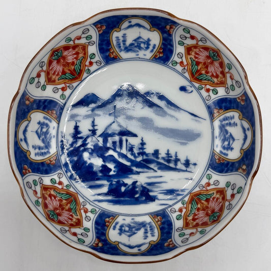 Vintage Andrea by Sadek Japanese Imari Style Hand Decorated 6” Bowl with Landscape