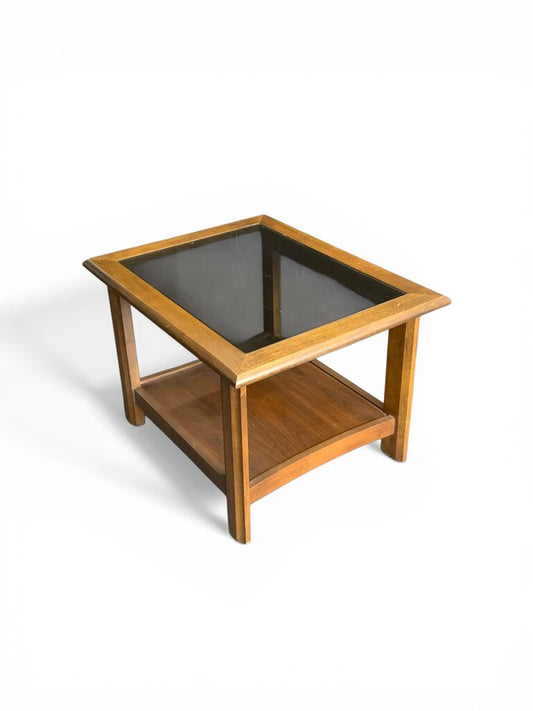 MCM Walnut Glass Side Table