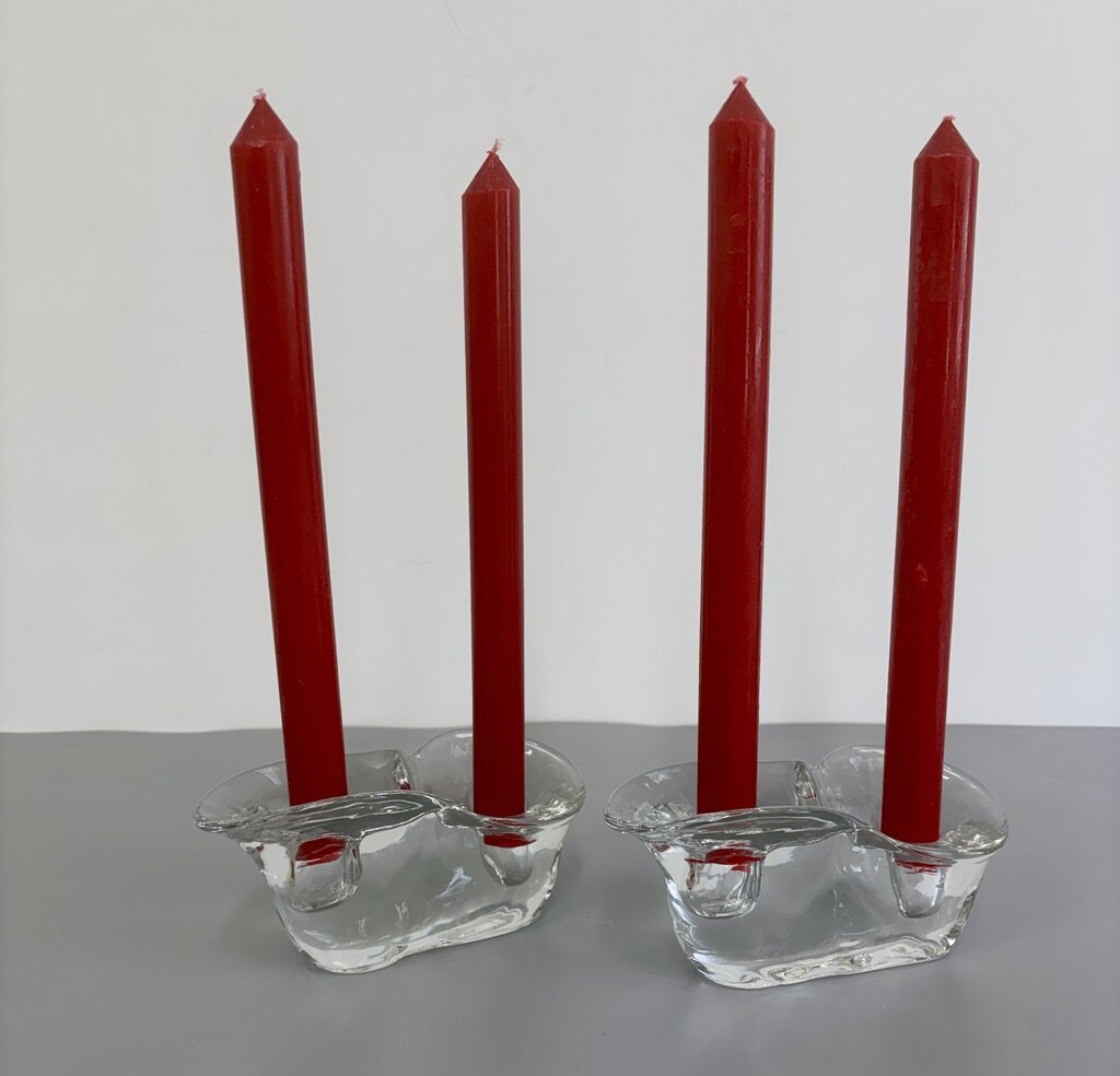 Pr of MCM Glass Sculptural Candle Holders /j