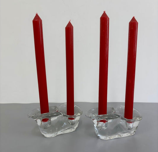 Pr of MCM Glass Sculptural Candle Holders /j