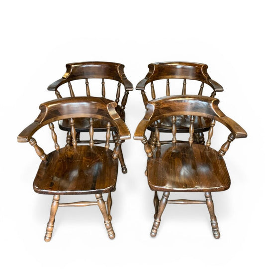 Set Of 4 Ethan Allen Dark Wood Chairs