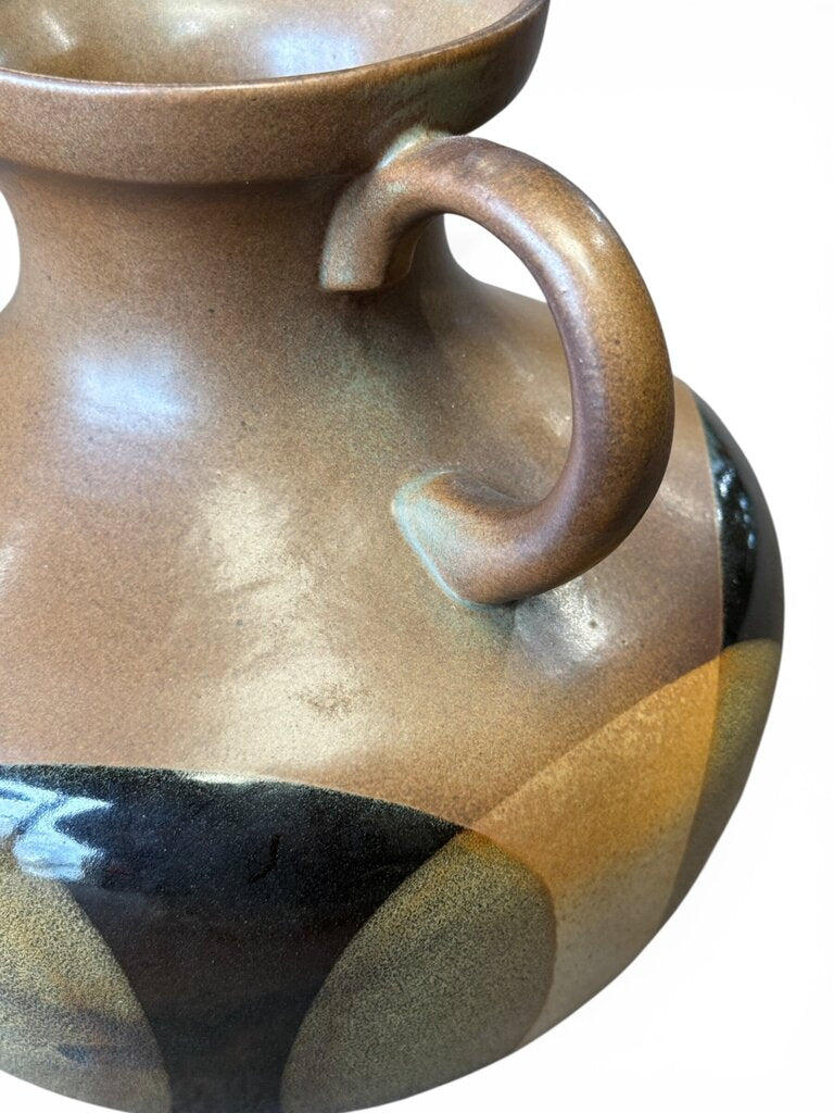 Pottery Craft Brown 2 Handled Vase