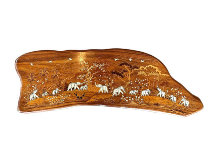 Inlaid Elephant Bone Ivory Wood Wall Art