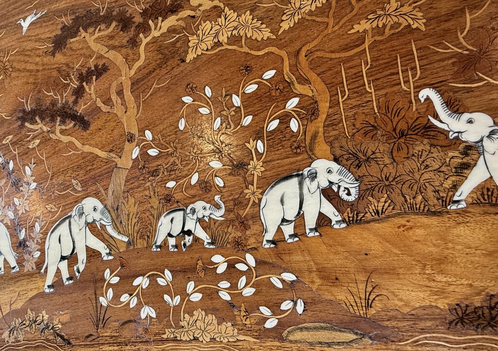 Inlaid Elephant Bone Ivory Wood Wall Art