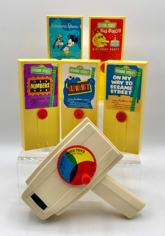 1976 Fisher Price Movie Viewer w/ 5ea 8mm Film Cartridges /b