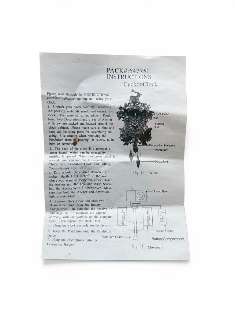 Red Wood Cuckoo Clock (NOT TESTED)