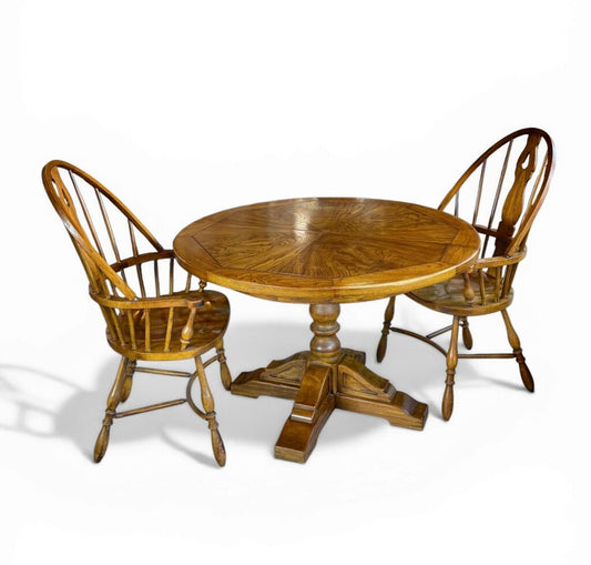 Dining Table With 2 Windsor Chairs and Leaf Insert