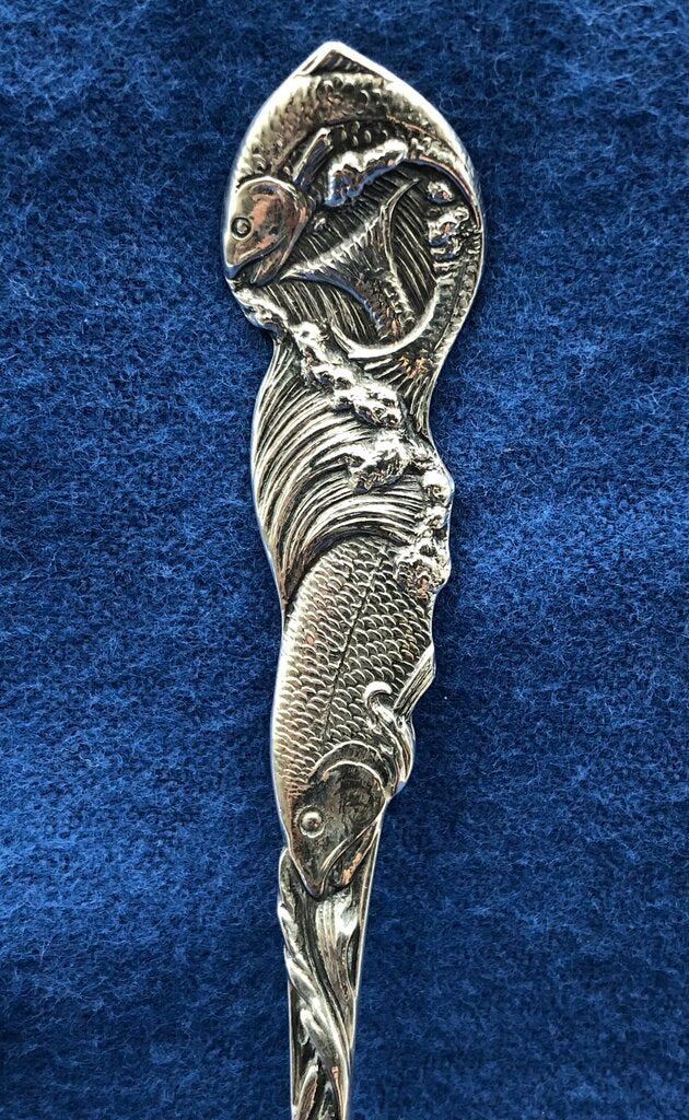 Antique Boyne City Sterling Silver Souvenir Spoon w/ Fish /b