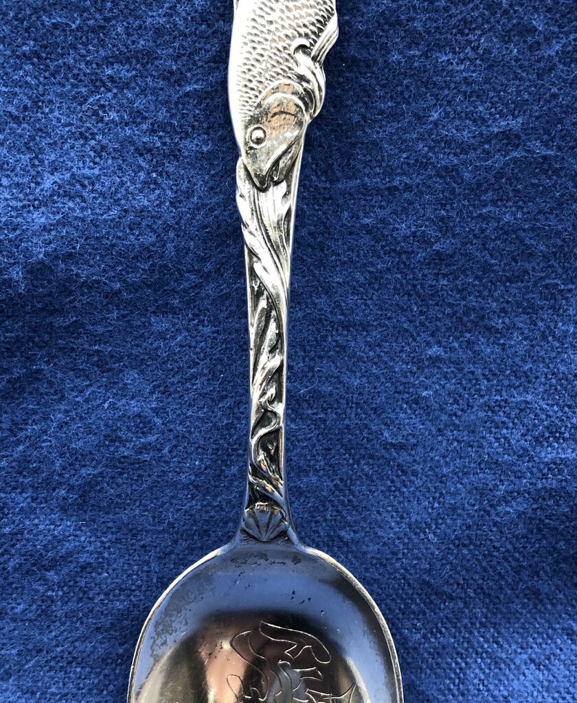 Antique Boyne City Sterling Silver Souvenir Spoon w/ Fish /b