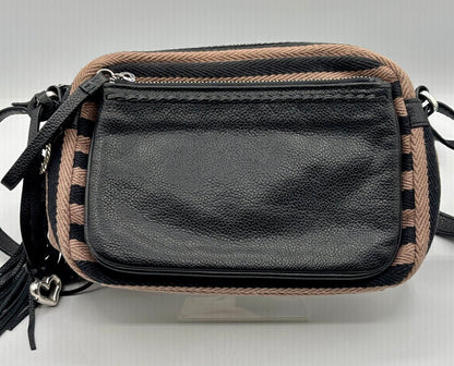 Brighton Adele Nautical Stripped Fabric & Leather Crossbody Bag /j