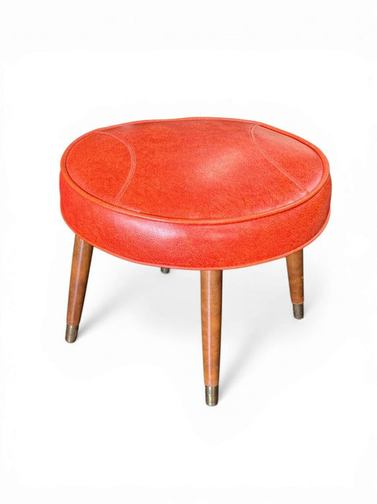 MCM Burnt Orange Round Leather Stool