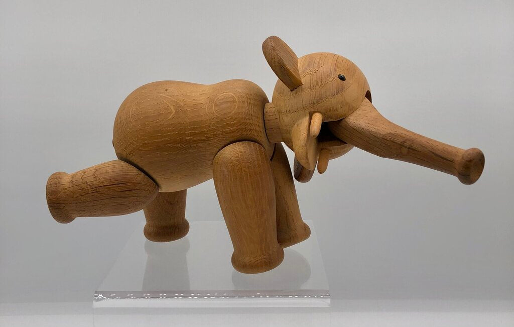 1957 Kay Bojesen Denmark Modern Articulated Oak Elephant /b