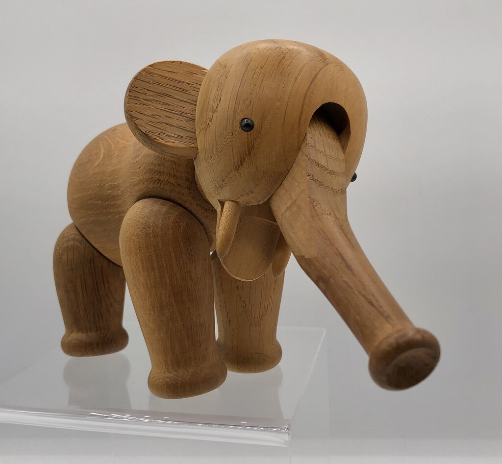 1957 Kay Bojesen Denmark Modern Articulated Oak Elephant /b