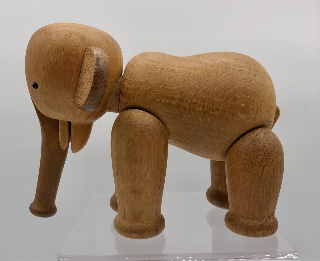 1957 Kay Bojesen Denmark Modern Articulated Oak Elephant /b