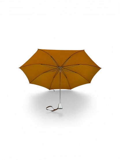 Vintage 1970s Knirps Red Dot Telescoping Umbrella Golden Ochre. In Case EUC /cb