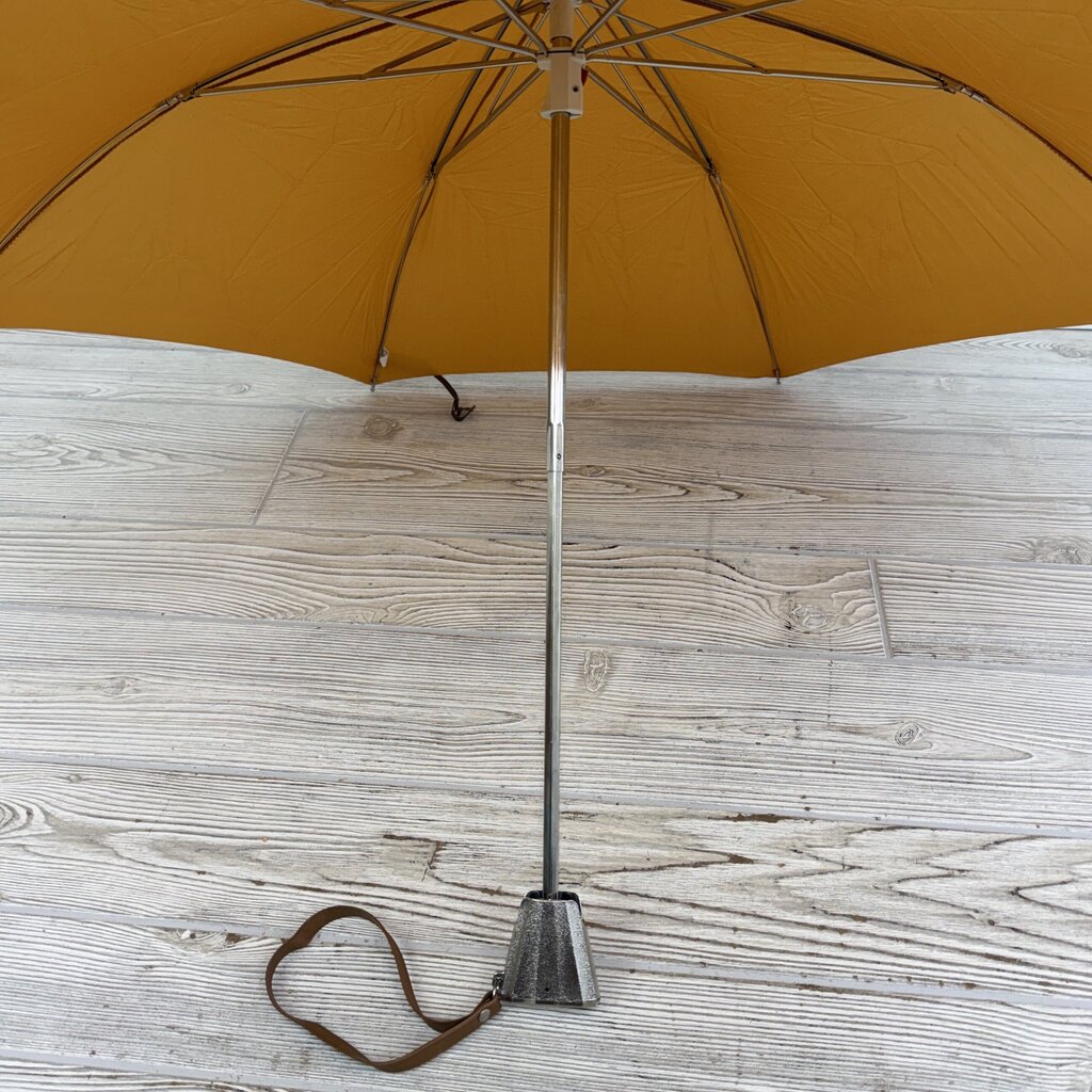 Vintage 1970s Knirps Red Dot Telescoping Umbrella Golden Ochre. In Case EUC /cb