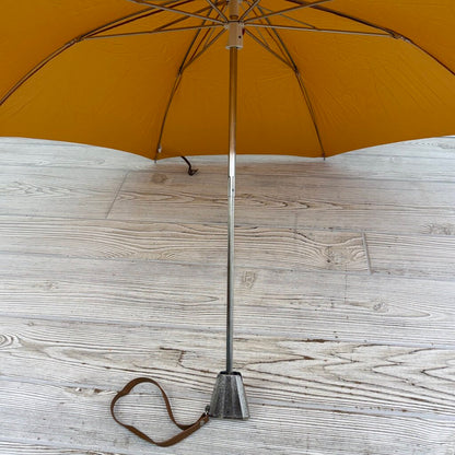Vintage 1970s Knirps Red Dot Telescoping Umbrella Golden Ochre. In Case EUC /cb