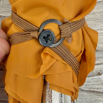 Vintage 1970s Knirps Red Dot Telescoping Umbrella Golden Ochre. In Case EUC /cb