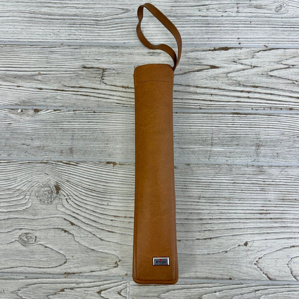 Vintage 1970s Knirps Red Dot Telescoping Umbrella Golden Ochre. In Case EUC /cb