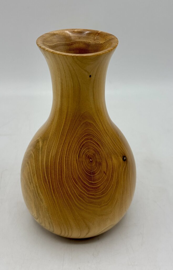 Hand Turned Bud Vase Elm Wood Artist Signed /j