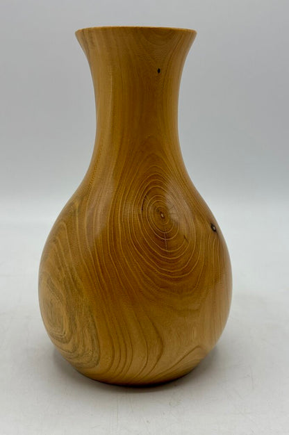 Hand Turned Bud Vase Elm Wood Artist Signed /j