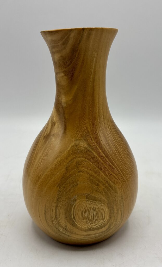 Hand Turned Bud Vase Elm Wood Artist Signed /j