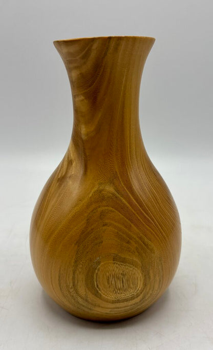Hand Turned Bud Vase Elm Wood Artist Signed /j