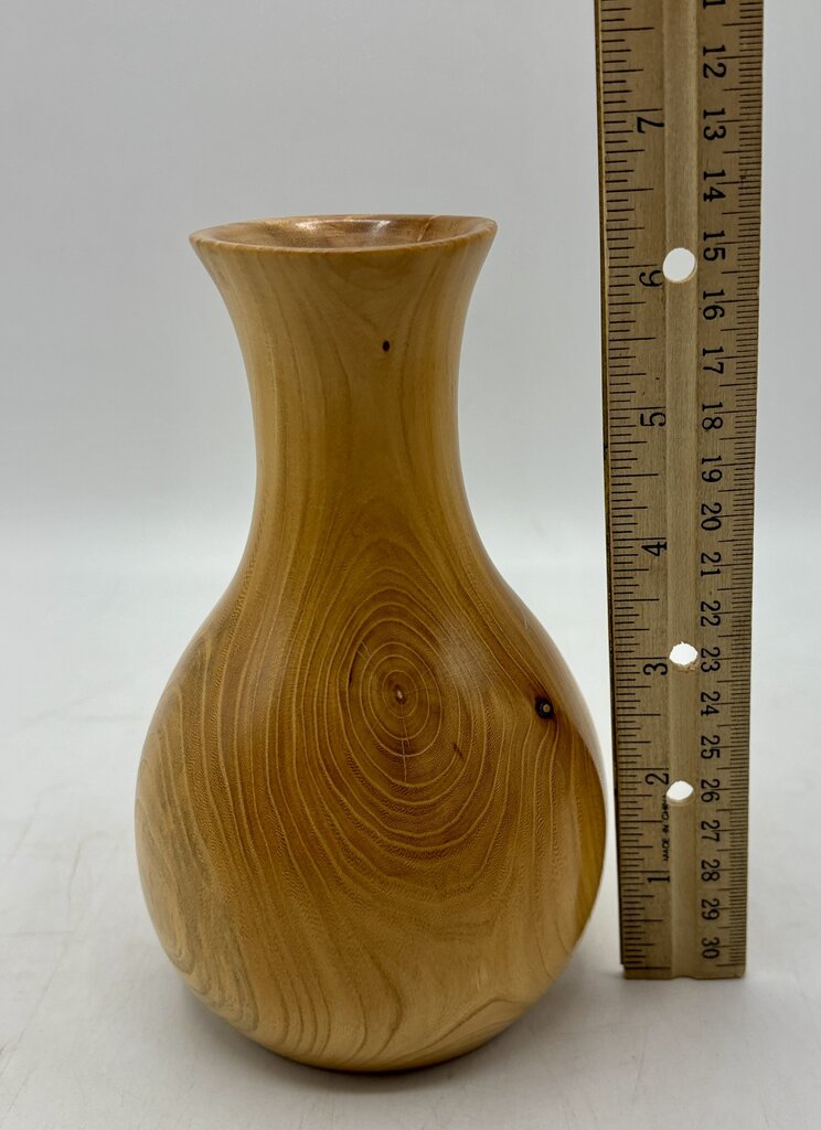 Hand Turned Bud Vase Elm Wood Artist Signed /j