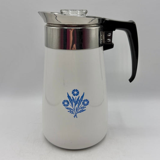 Vintage Corning Ware Blue Cornflower 9 Cup Porcelain Coffee Pot Percolator Complete /cb