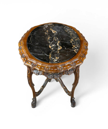 Black Marble Top Oval End Table