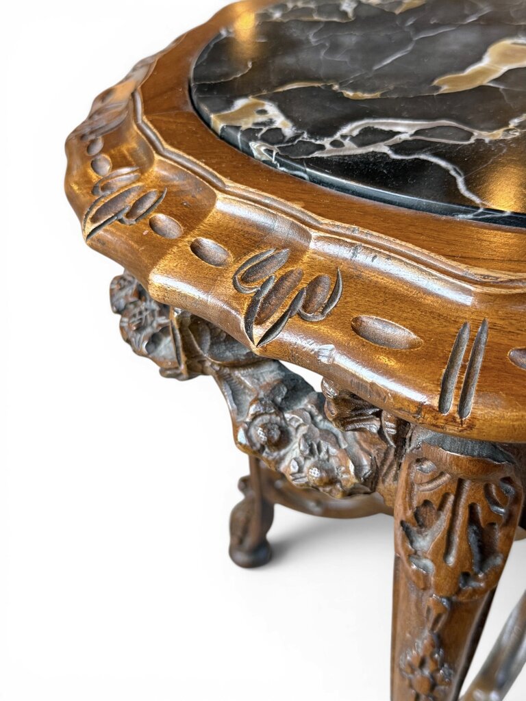 Black Marble Top Oval End Table