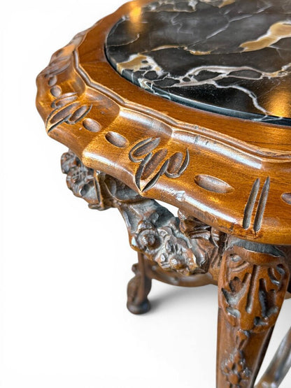 Black Marble Top Oval End Table