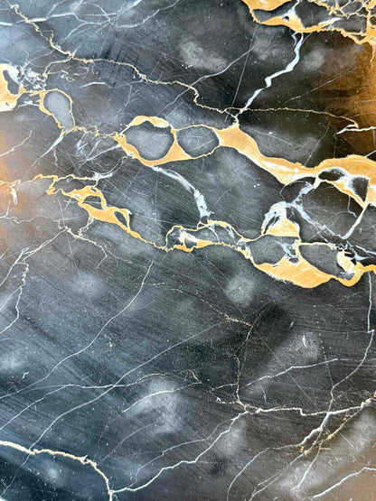 Black Marble Top Oval End Table