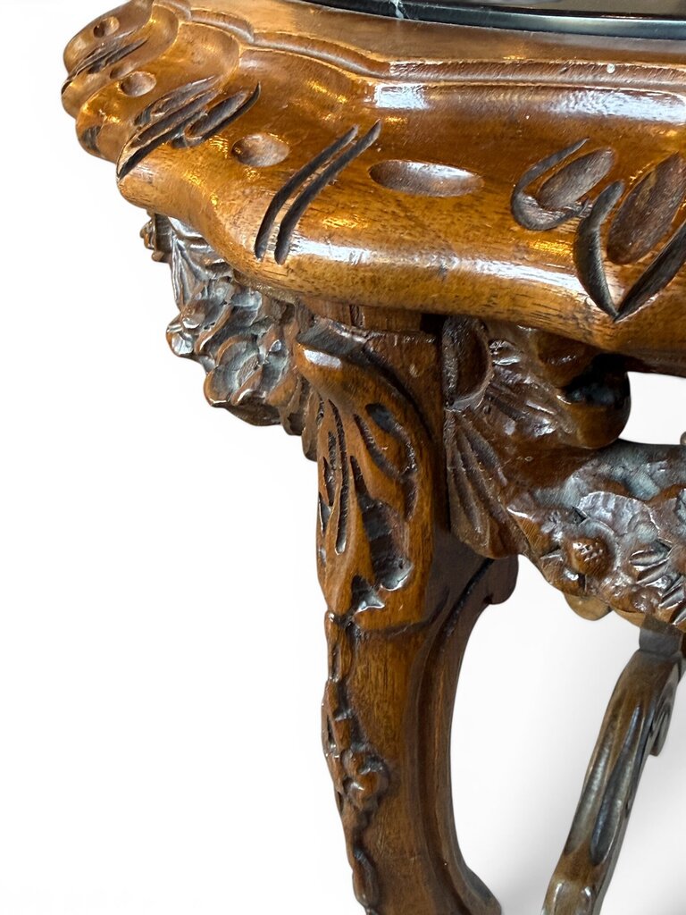 Black Marble Top Oval End Table