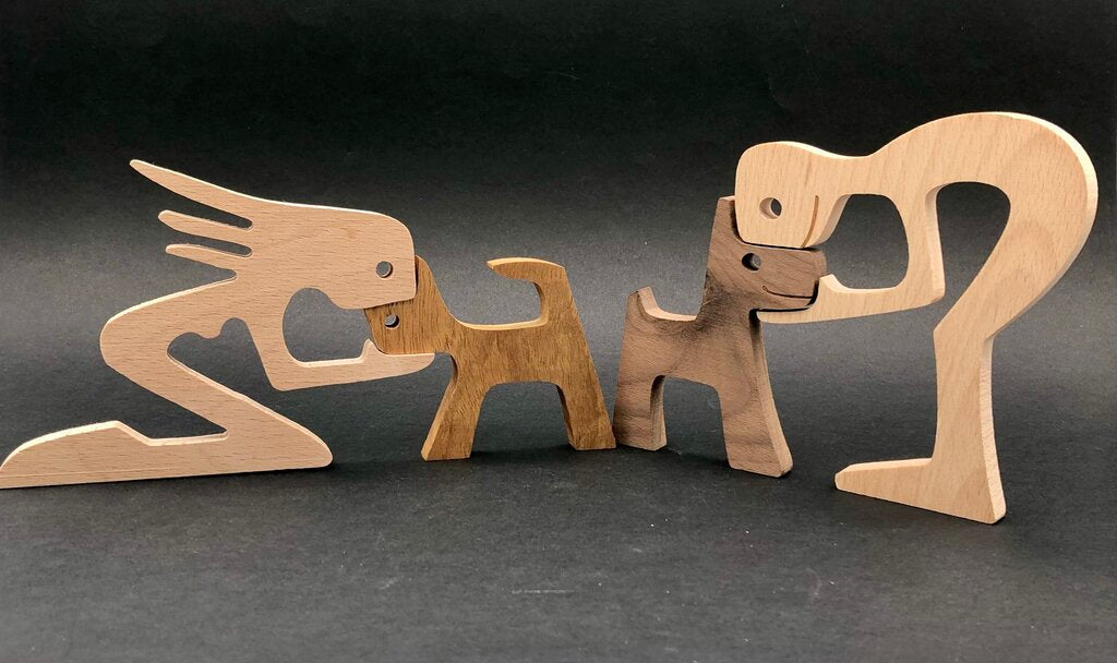 Pair of Yukon Design Studio PAWFECT Wood Carvings /b