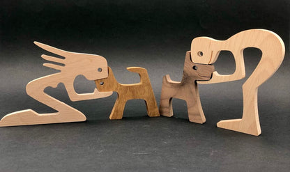 Pair of Yukon Design Studio PAWFECT Wood Carvings /b