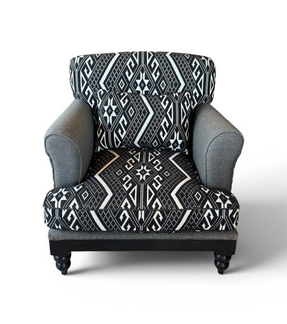 Tribal Black And White Upholstered Chair