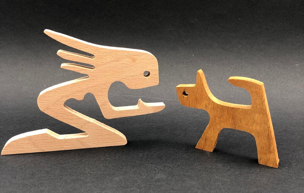 Pair of Yukon Design Studio PAWFECT Wood Carvings /b