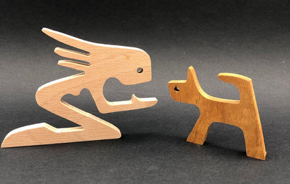 Pair of Yukon Design Studio PAWFECT Wood Carvings /b