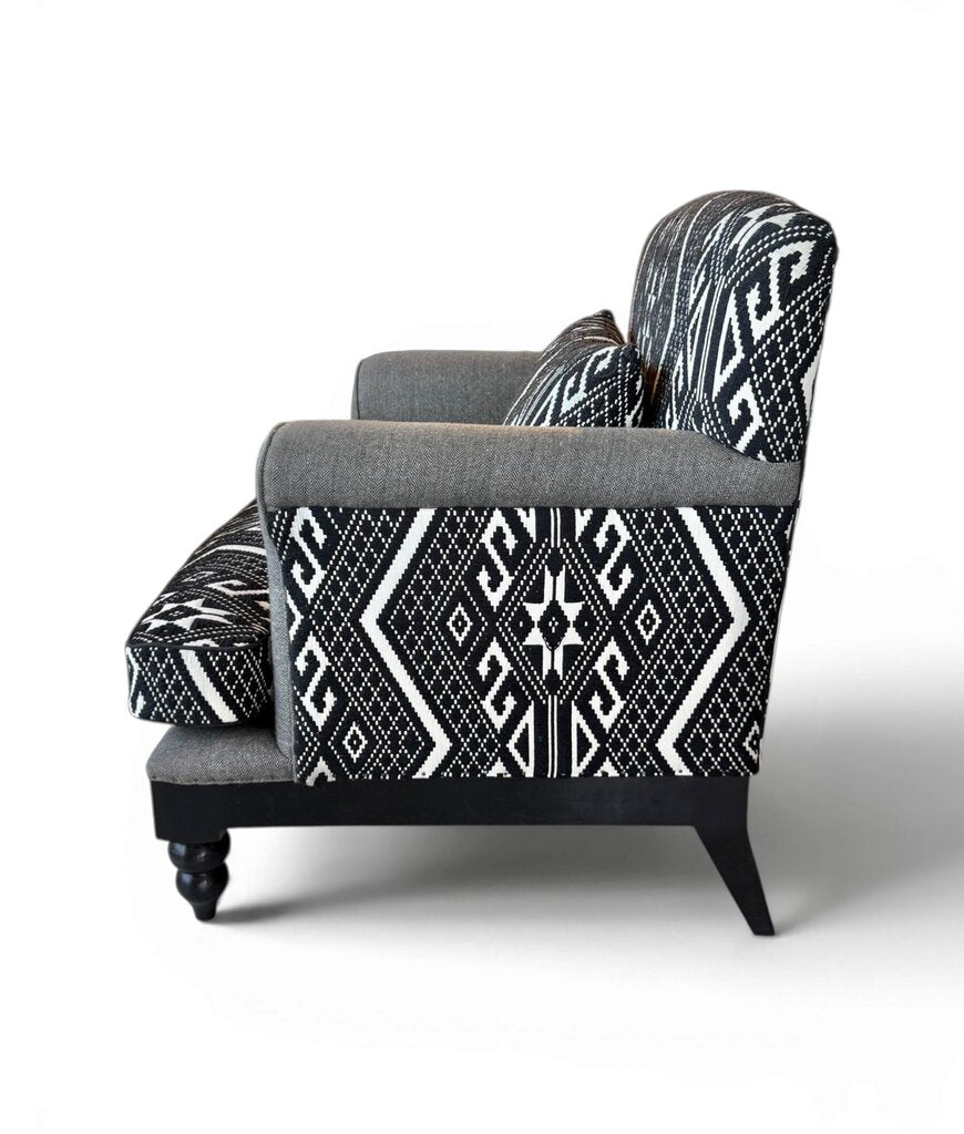 Tribal Black And White Upholstered Chair