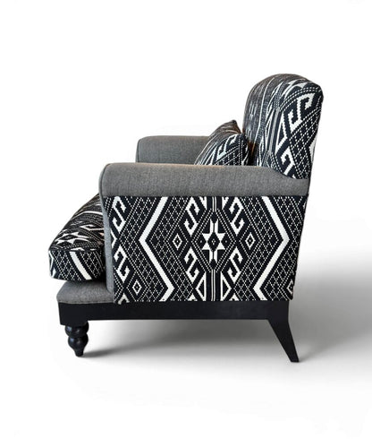 Tribal Black And White Upholstered Chair