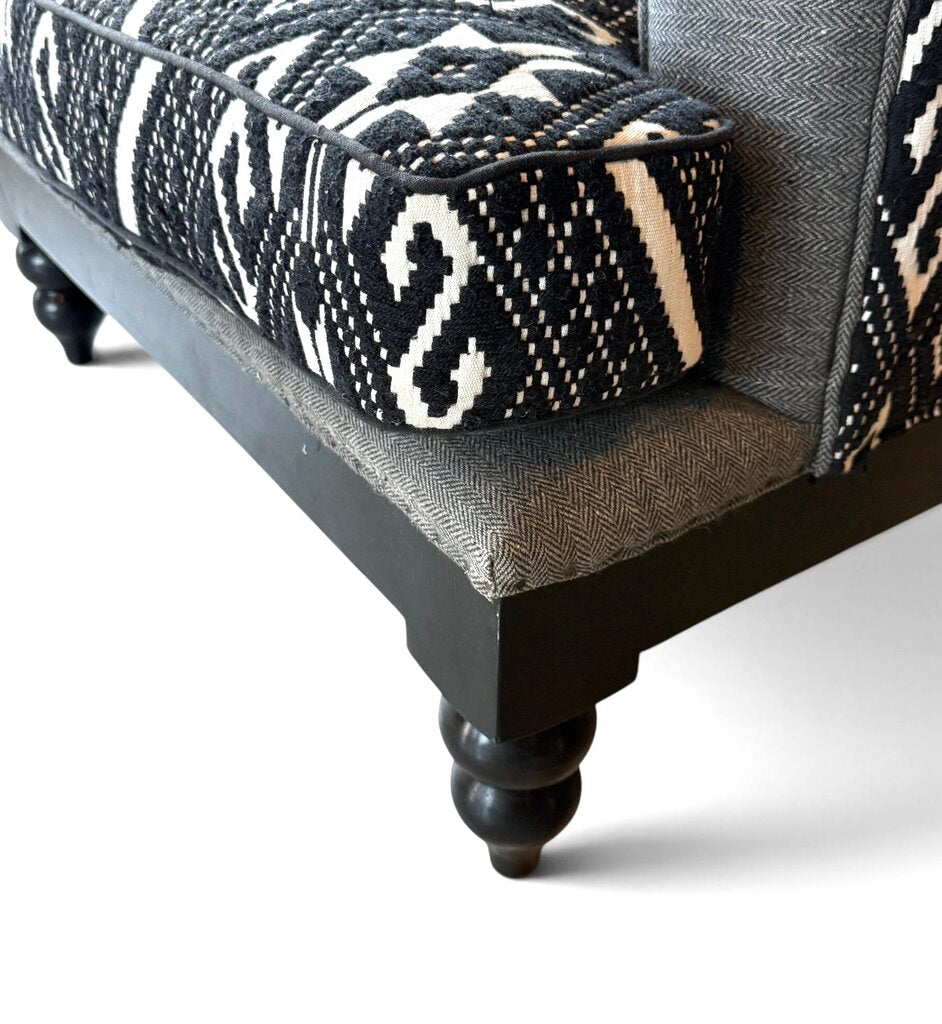 Tribal Black And White Upholstered Chair